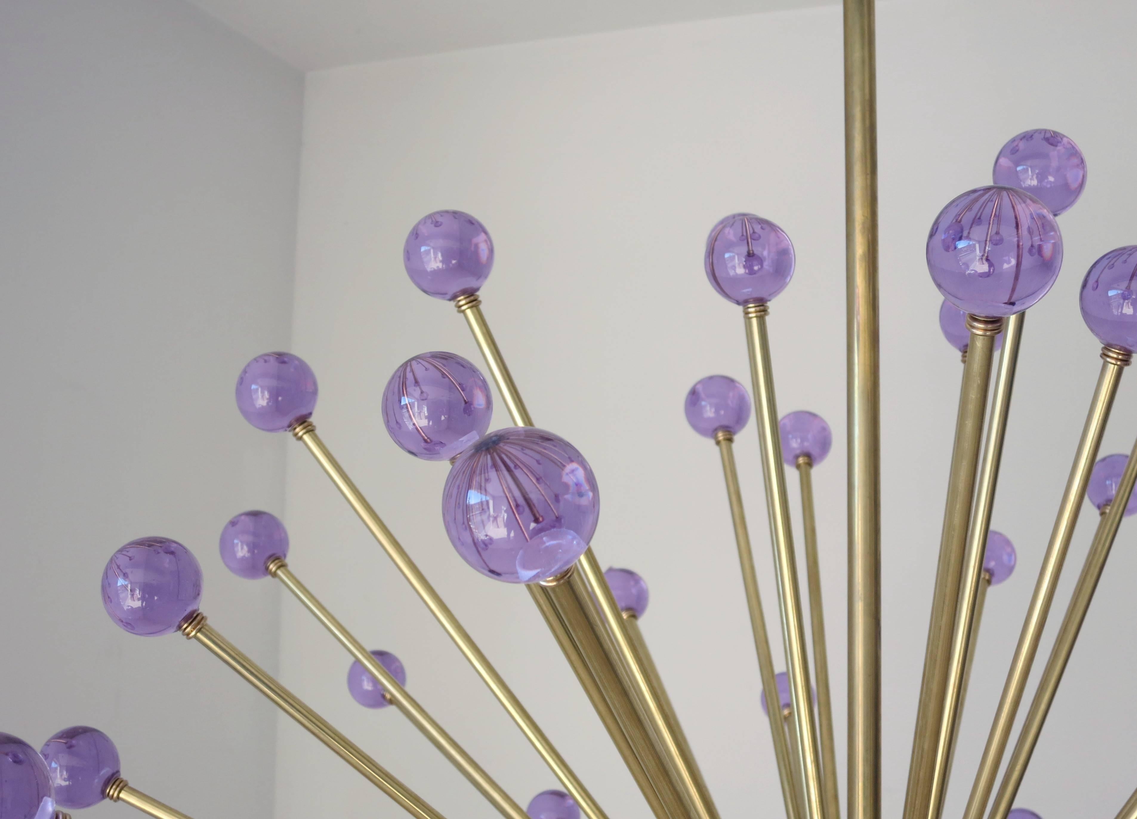 Modern Purple Burst Sputnik Chandelier by Fabio Ltd