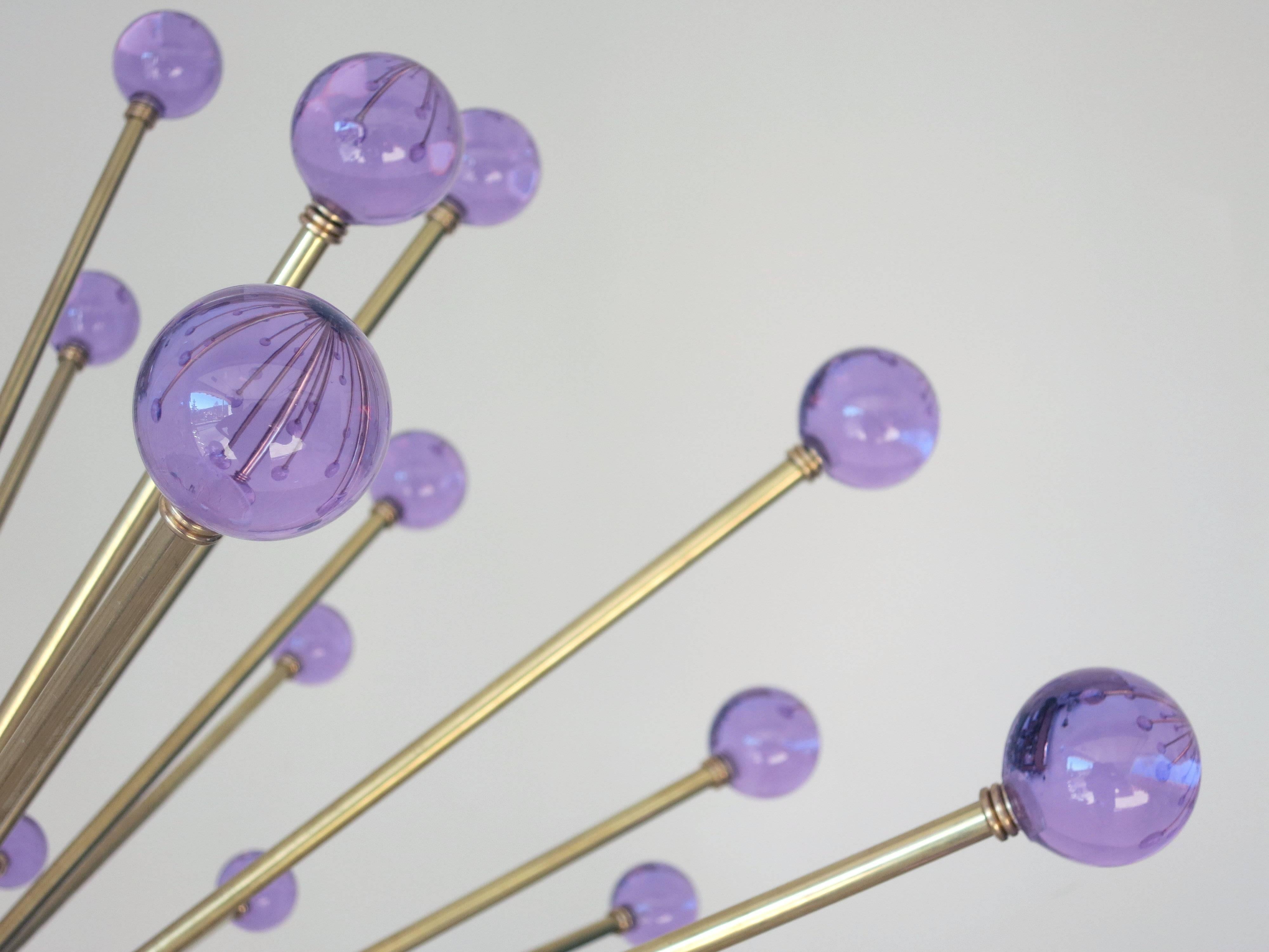 Italian Purple Burst Sputnik Chandelier by Fabio Ltd