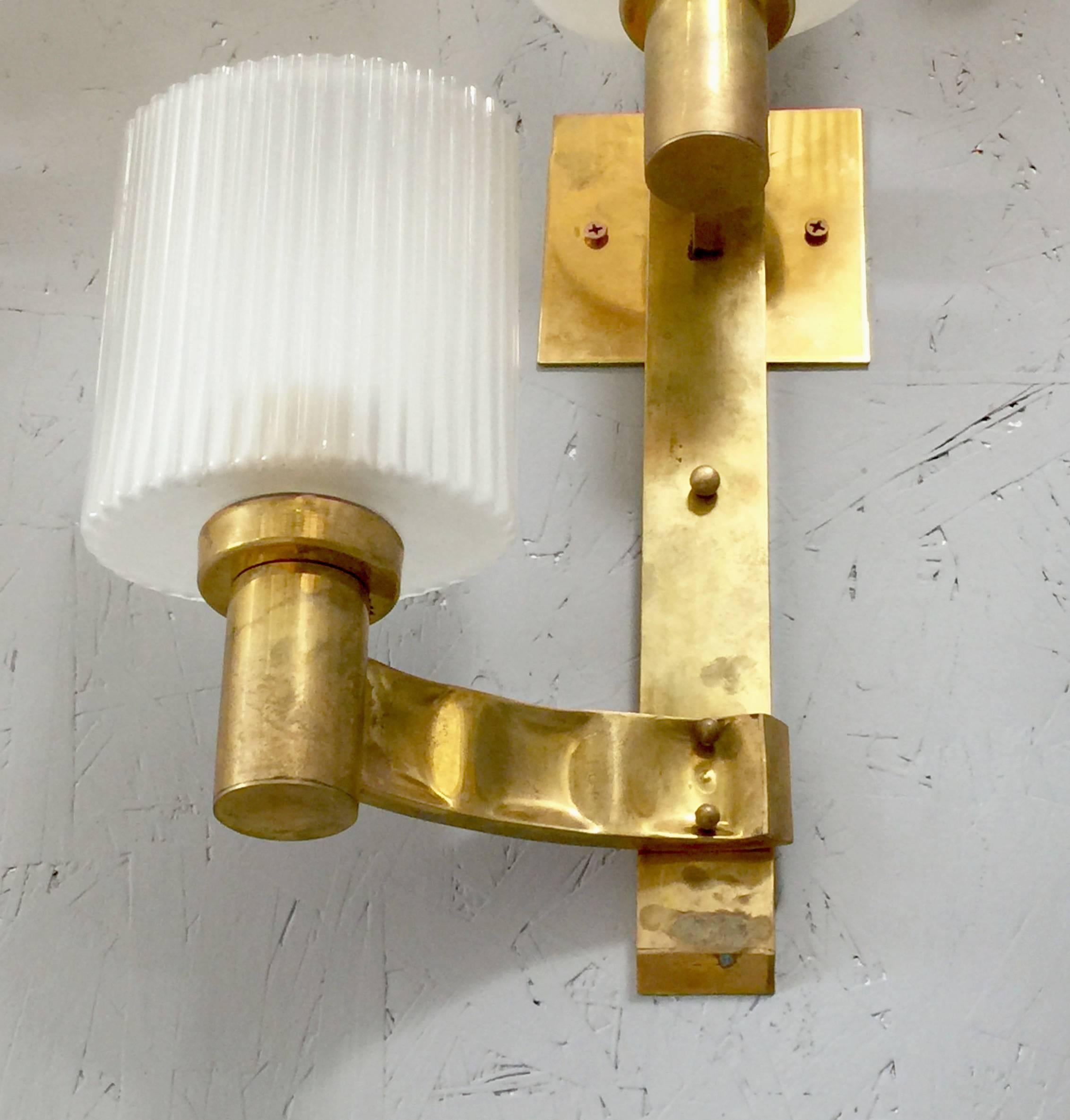 Italian Pair of Ribbed Sconces by Stilnovo