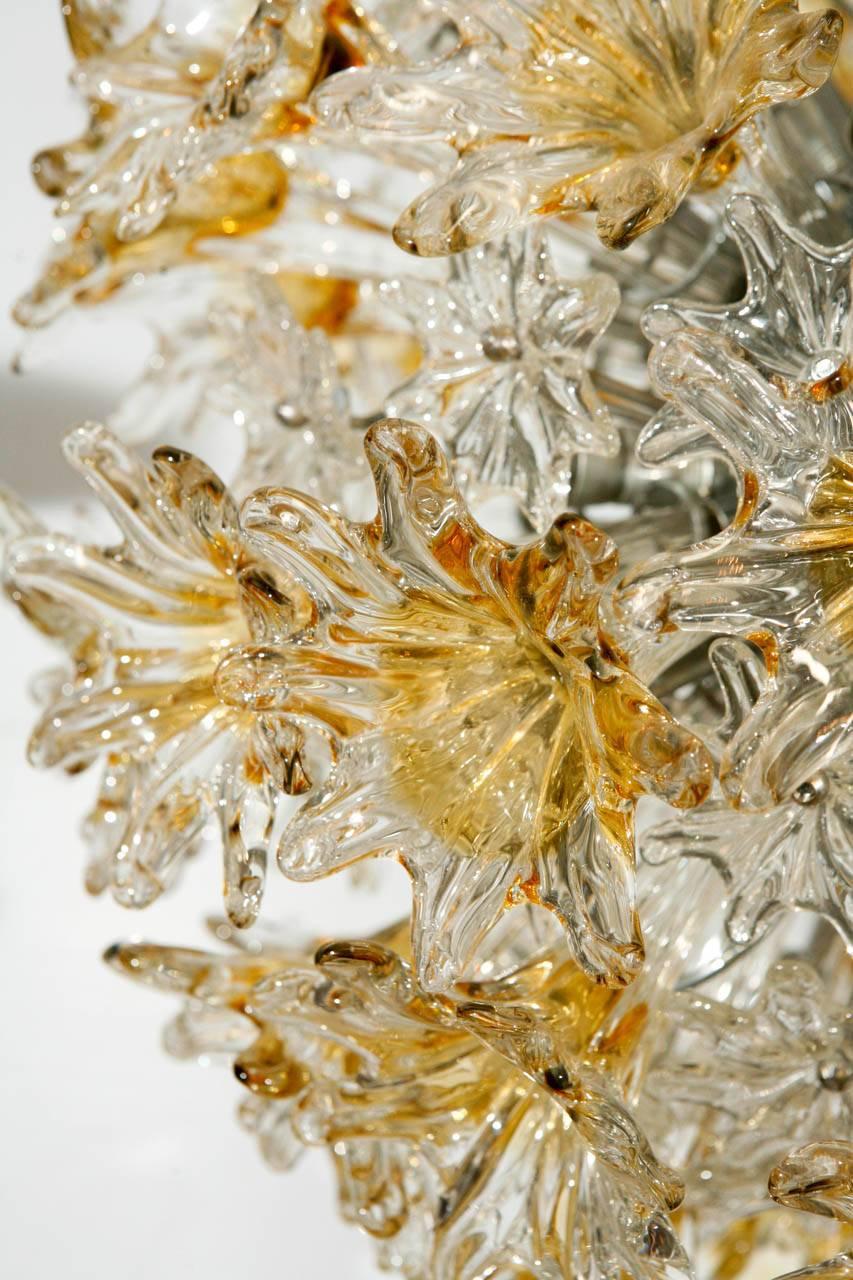 Italian Venini Esprit Murano Glass Floral Chandelier