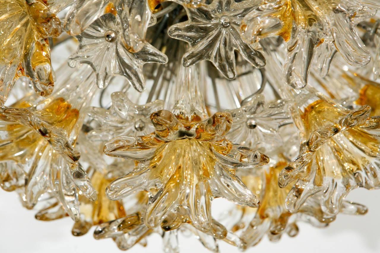 Late 20th Century Venini Esprit Murano Glass Floral Chandelier