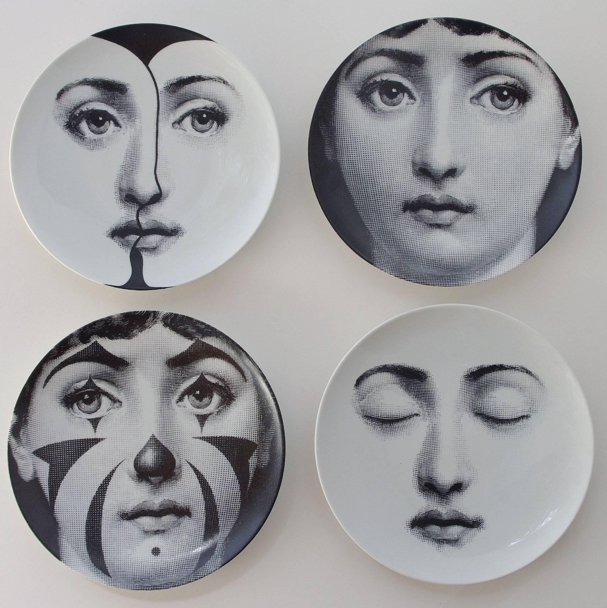 A set of four vintage Piero Fornasetti "Tema e Variazioni" plates by Ancap Porcellana Italy.
Each plate is in perfect condition and marked on the back.
Fornasetti, Milano
Made in Italy
Ancap Porcellana
Sona Verona Italy
Tema e