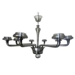 Smoky Gray Murano Glass "Pipa" Chandelier