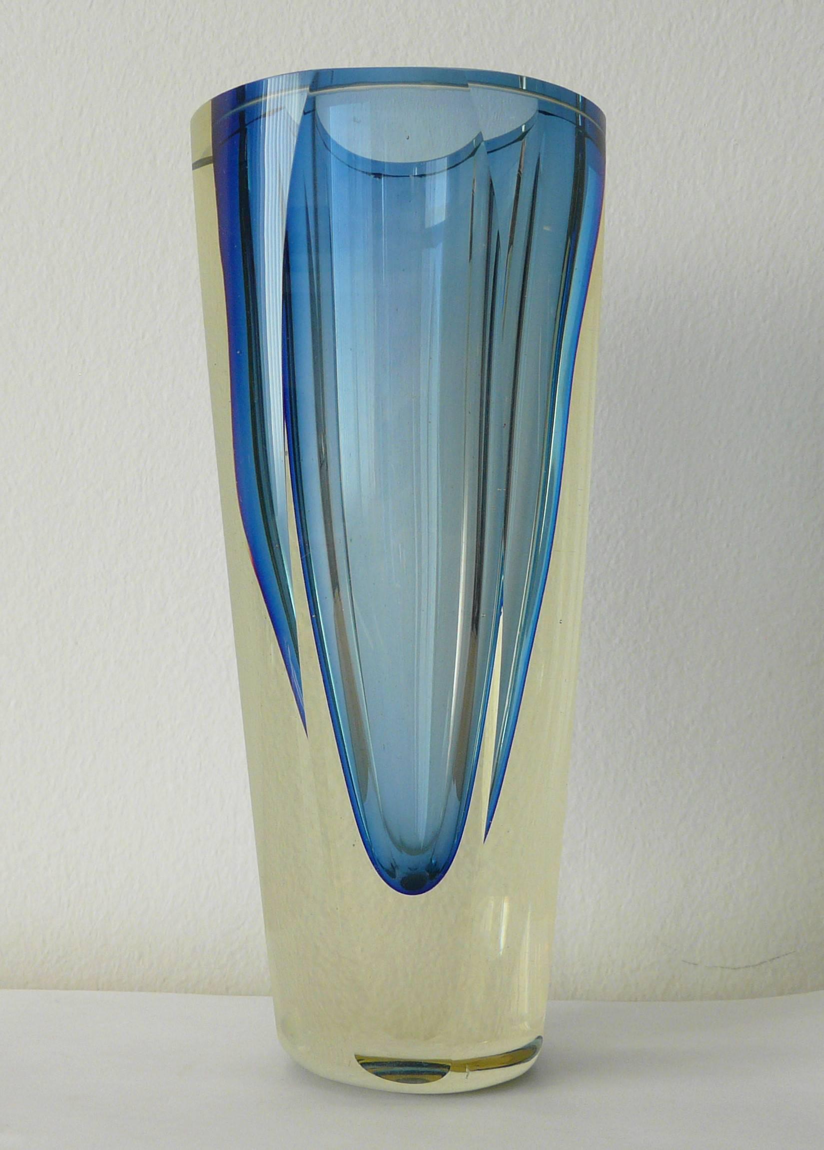 Italian Murano Glass Blue Vase by Mandruzzato