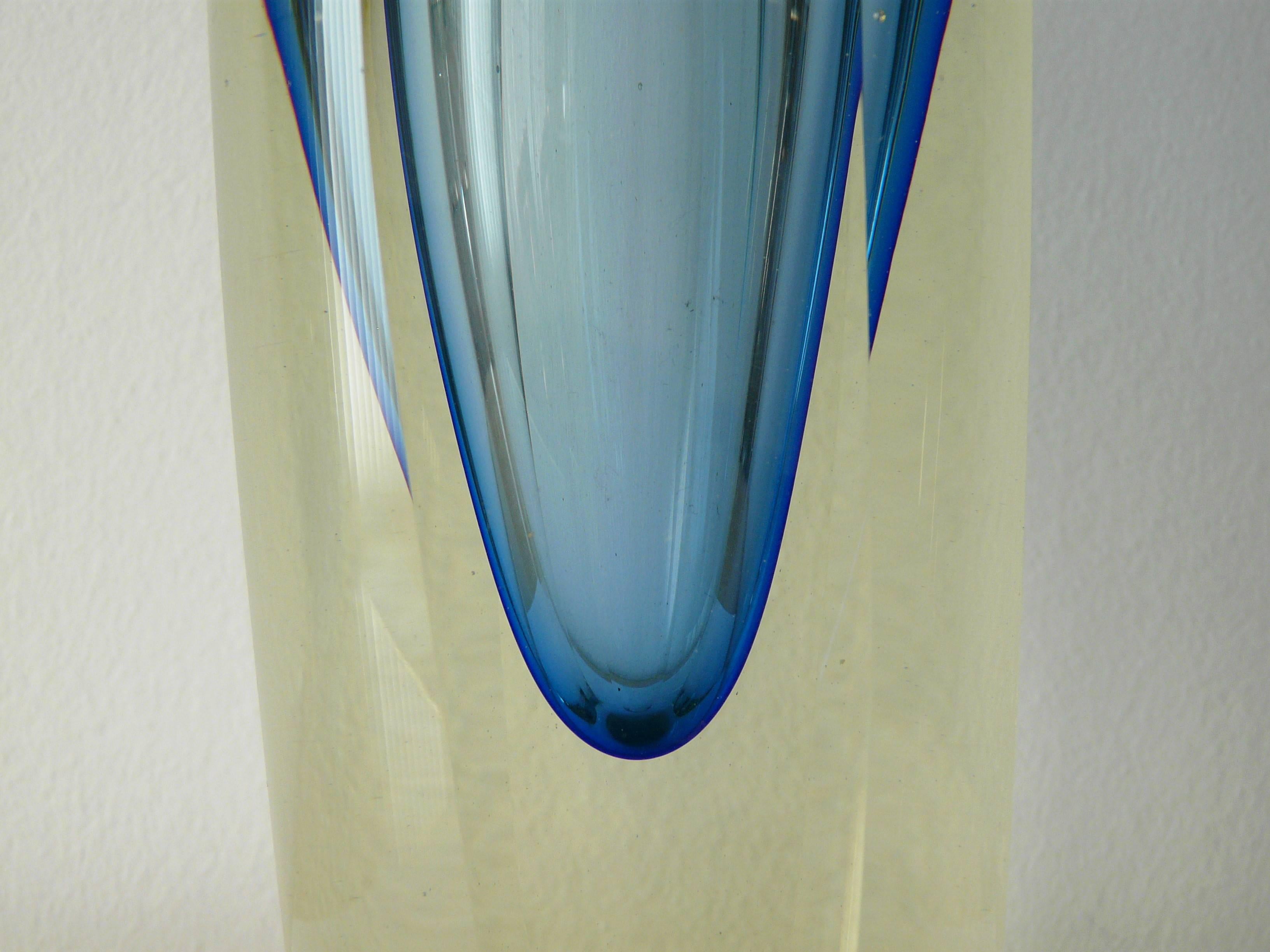 Murano Glass Blue Vase by Mandruzzato 2