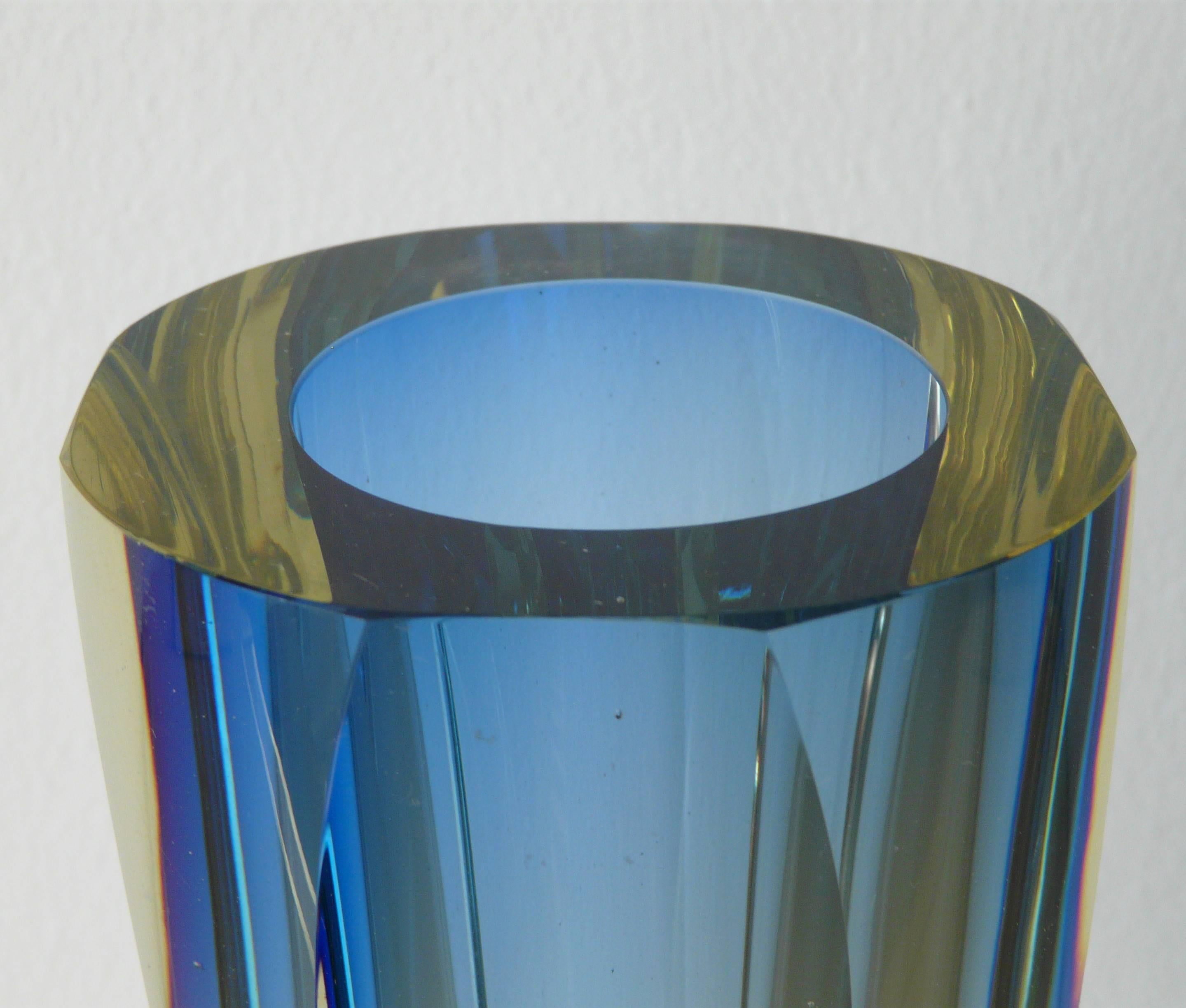 Murano Glass Blue Vase by Mandruzzato 1