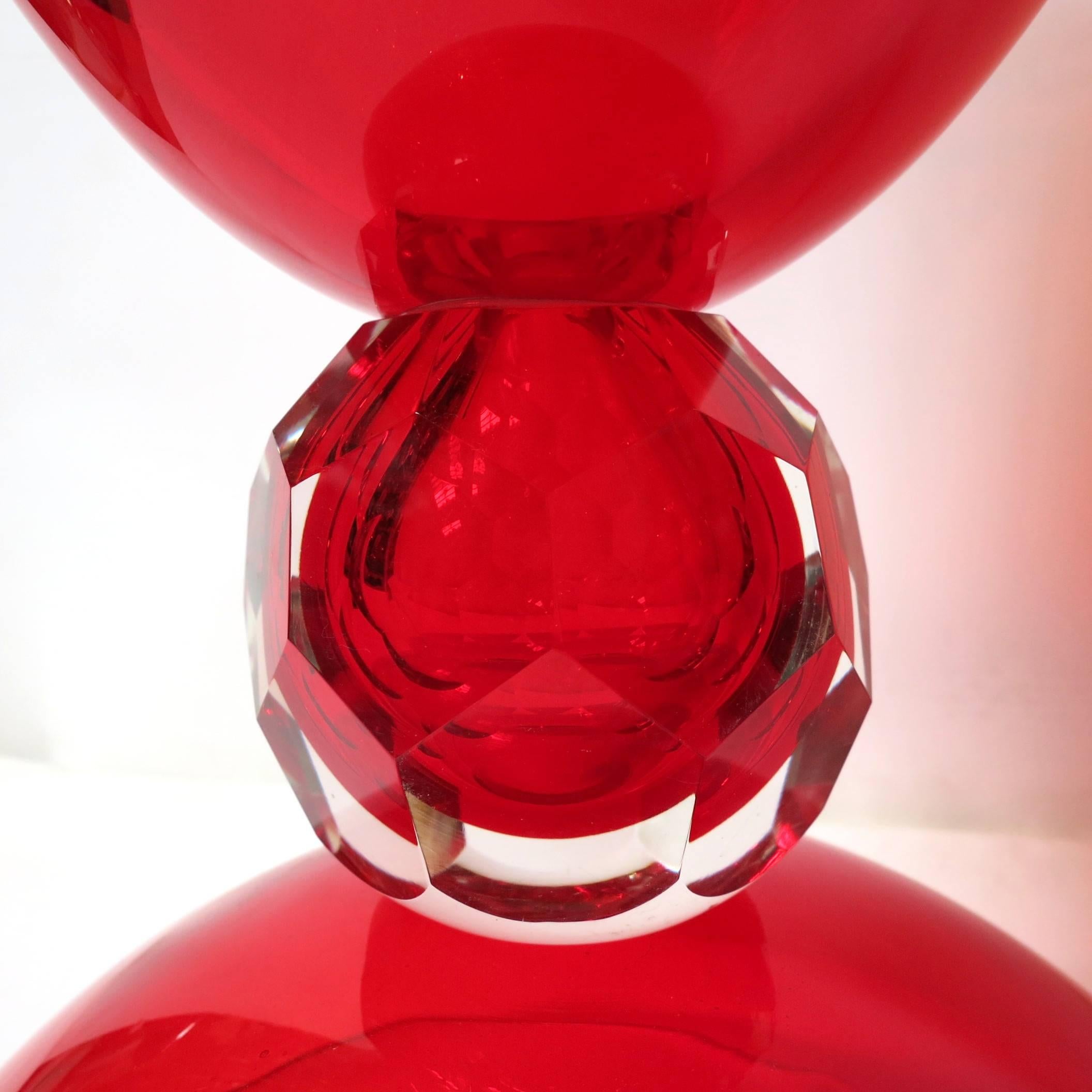 Hand-Crafted Red Murano Urns by Fabio Ltd