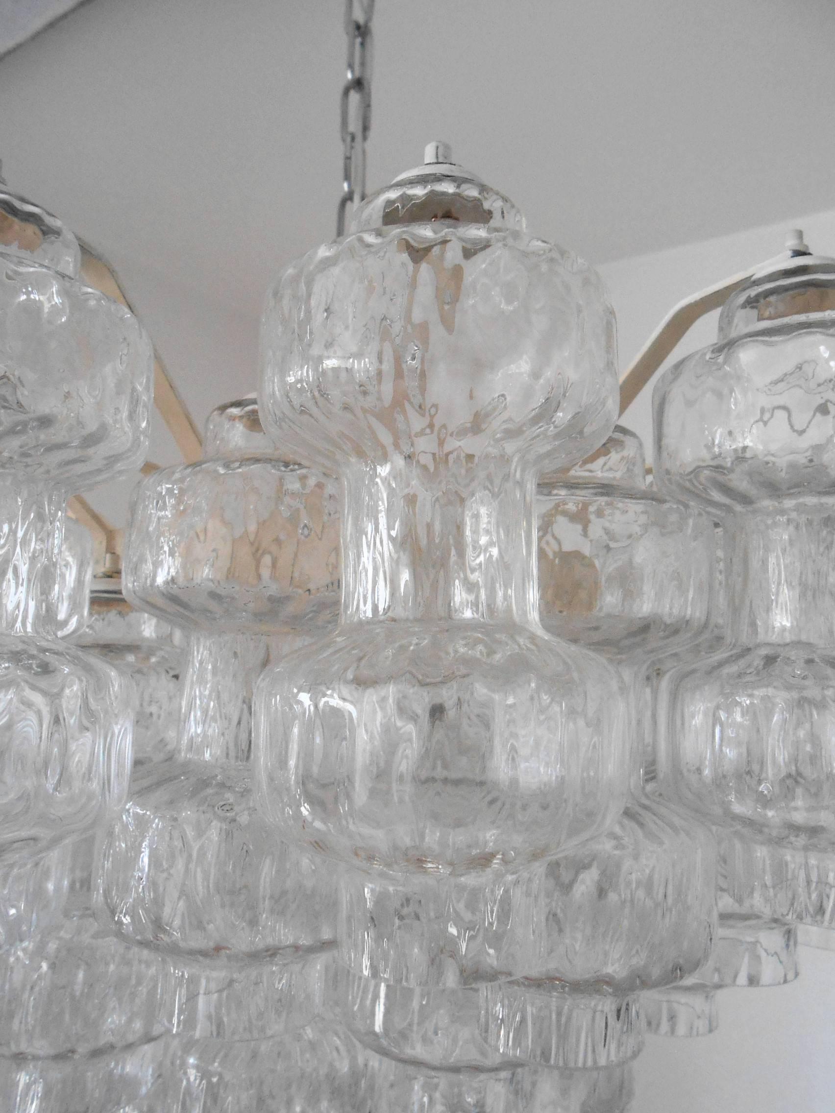 Italian Murano Glass Clear Barbells Chandelier by Seguso In Excellent Condition In Los Angeles, CA