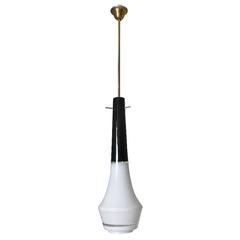 Italian Stilnovo Black and White Cylinder Pendant 7