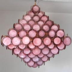 Monumental Vistosi Pyramid Chandelier with Amethyst Discs, circa 1990-2000