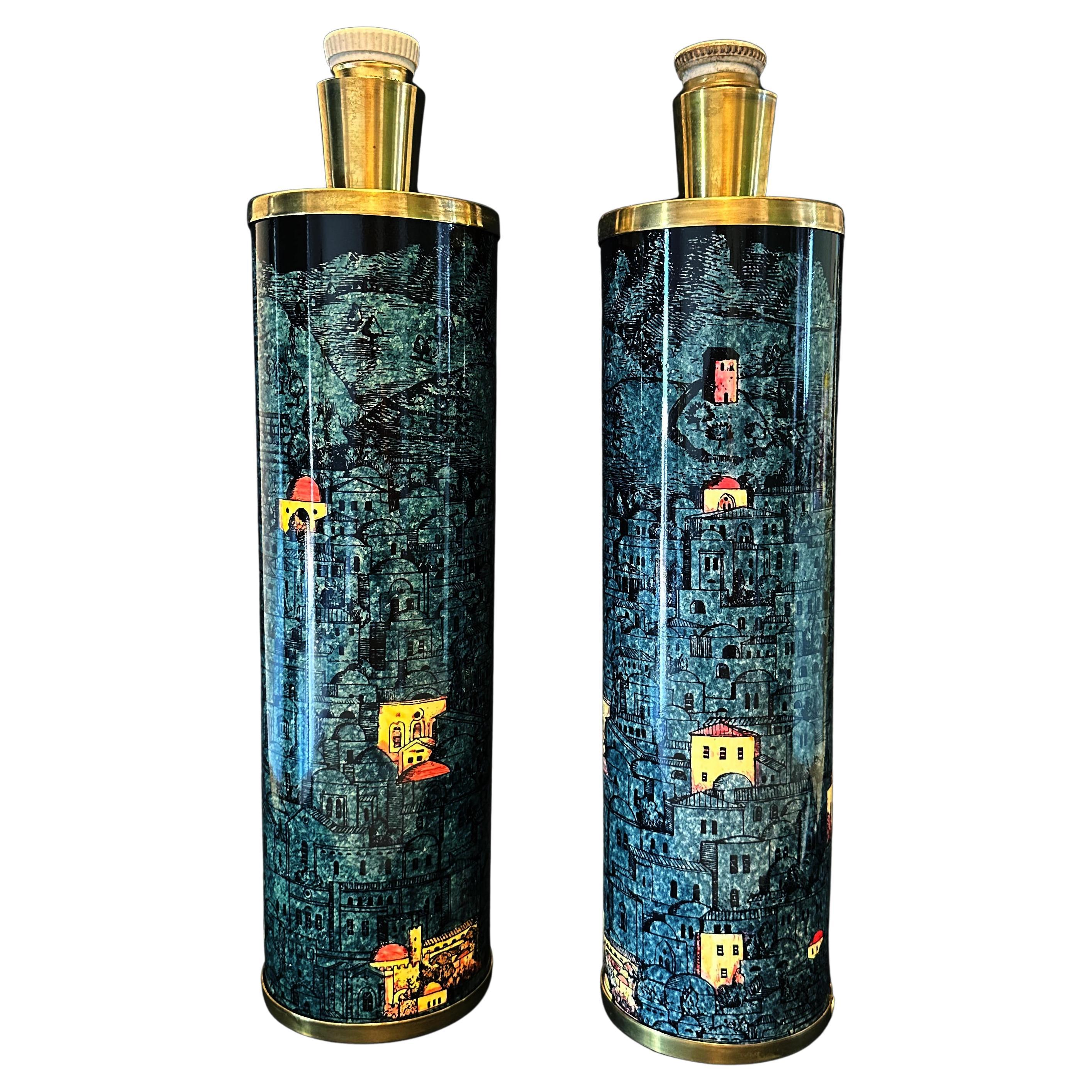 FORNASETTI Pair of Vintage Table Lamps For Sale
