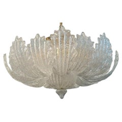 Set of 2 Clear Graniglia Murano Flush Mounts
