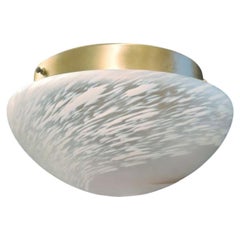 Set of 2 Frosted White Murano Flush Mounts