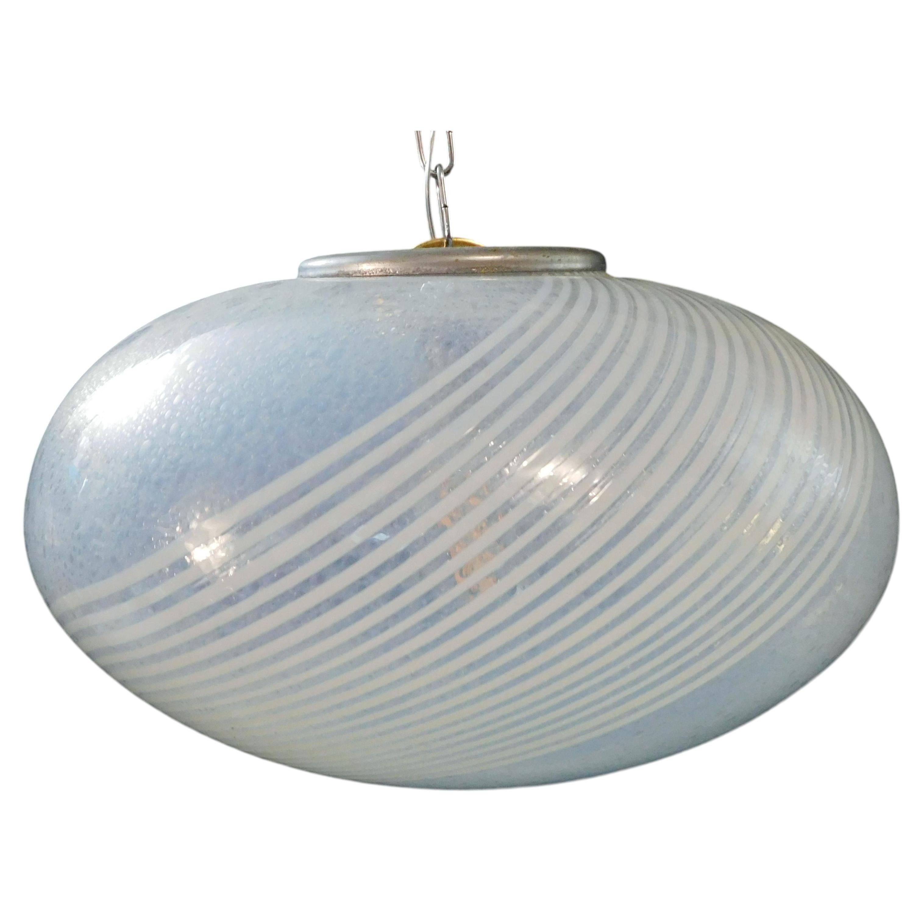 Frosted Bollicine Murano Glass Pendant For Sale