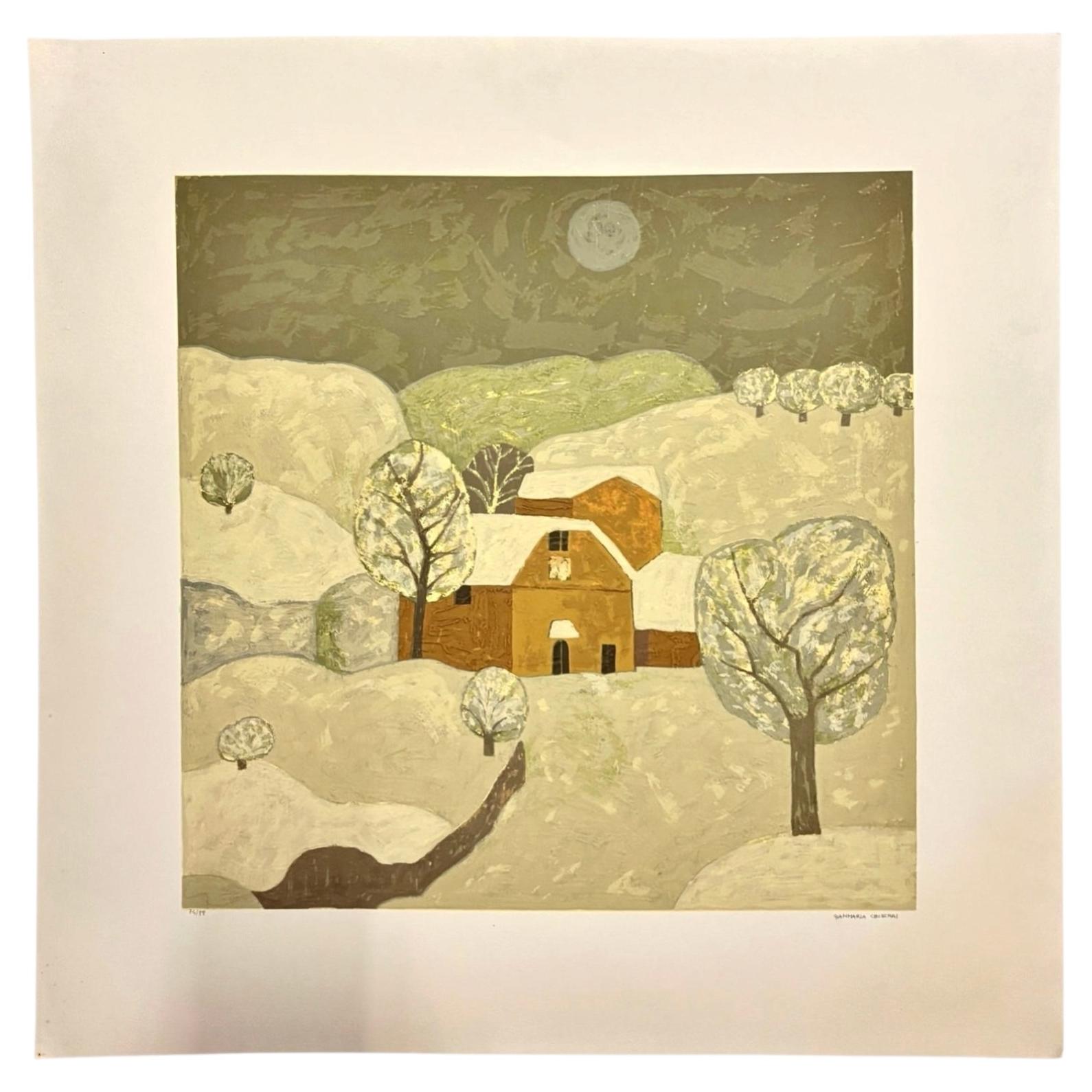 Sérigraphie sur tempera surréaliste en édition limitée de Gian Maria Ciferri, Italie, années 1970