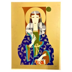 Female Figure Color Serigraph on Metal by Gian Maria Ciferri, Italy 1970s