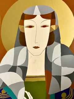 Farb-Siebdruck auf Metall mit Darstellung einer weiblichen Figur von Gian Maria Ciferri, Italien, 1970er Jahre