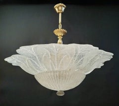 Pair of Clear Graniglia Murano Chandeliers