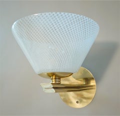 Set of 4 Murano Reticello Cup Sconces by Barovier & Toso