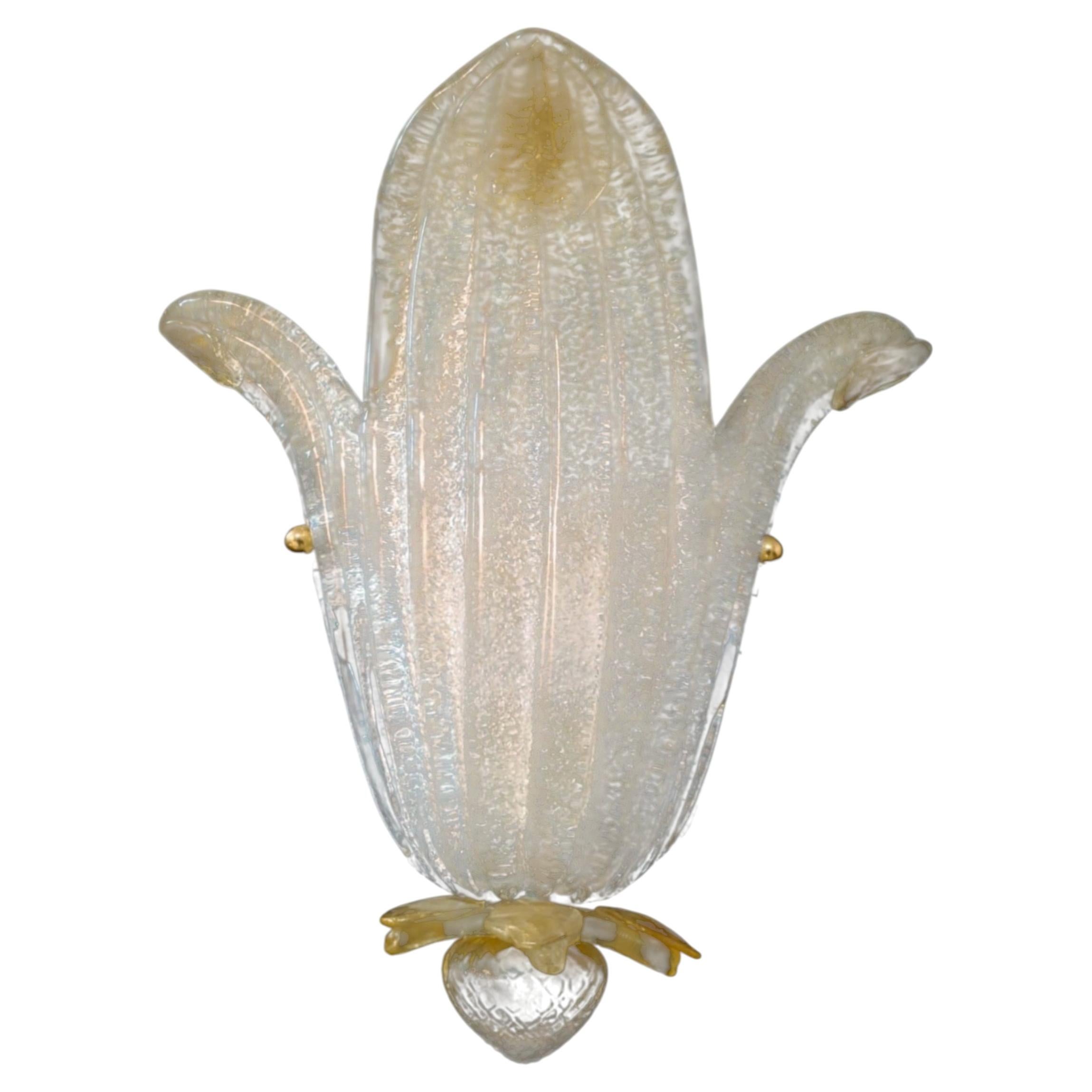 Set of 3 Murano Graniglia Leaves Sconces For Sale