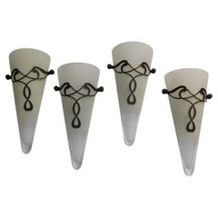 Set of 4 Conical Murano Sconces