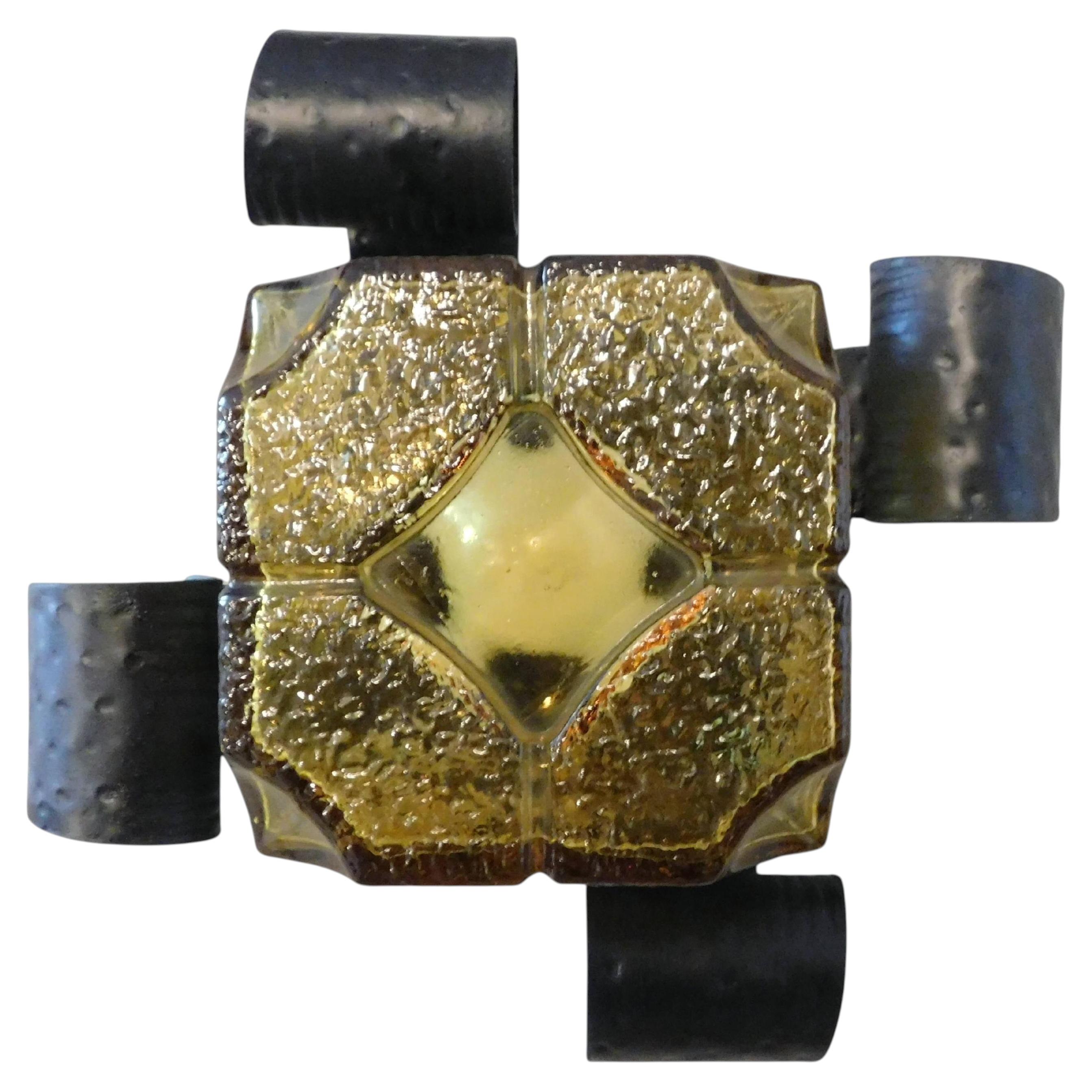 Set di 3 applique in vetro di Murano in stile brutalista in vendita