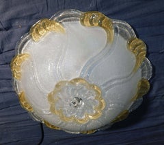 Luminaire encastré en verre de Murano italien « Graniglia », transparent et ambré