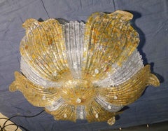 Clear and Amber Graniglia Murano Flush Mount