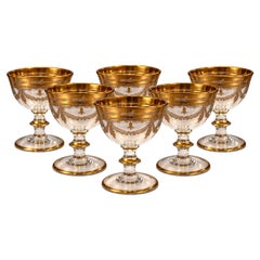 Set of 6 Vintage Italian Hollywood Regency Gilt Glass Dessert Compotes