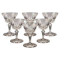 Set of 6 Vintage Signed Baccarat French Crystal Coupe Glasses