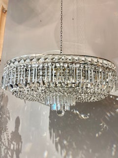 Luminaire encastré italien de style « Mid-Century Modern », en chrome et cristal de Bohême, années 1950