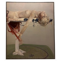 Large Italian Acrylic Painting, Reclining Female Figure, by Gigino Falconi