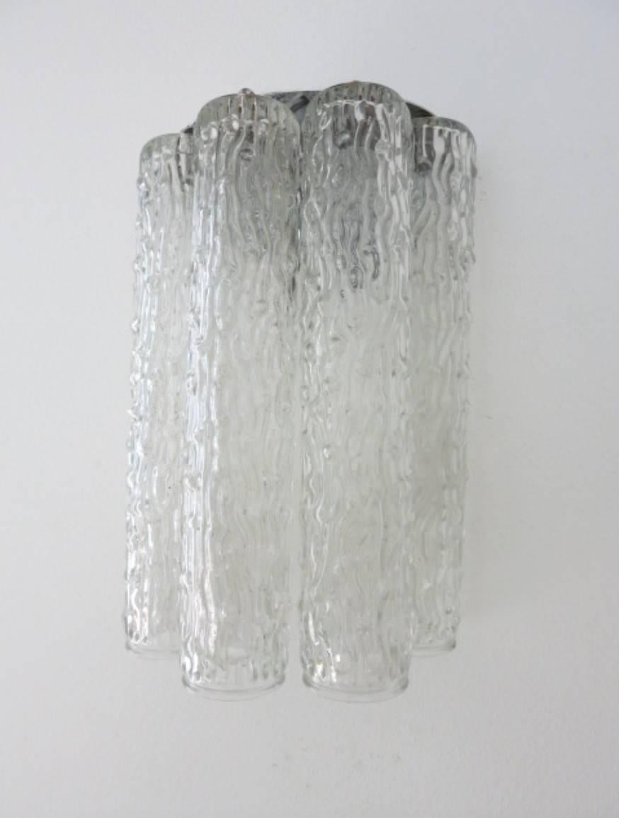 Mid-Century Modern Pair of Italian Murano Glass Tube Tronchi Sconces by Venini