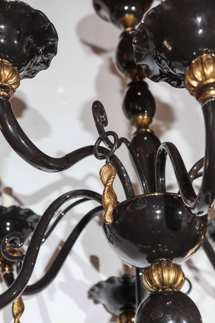 20th Century Black and Gold Venetian Chandelier