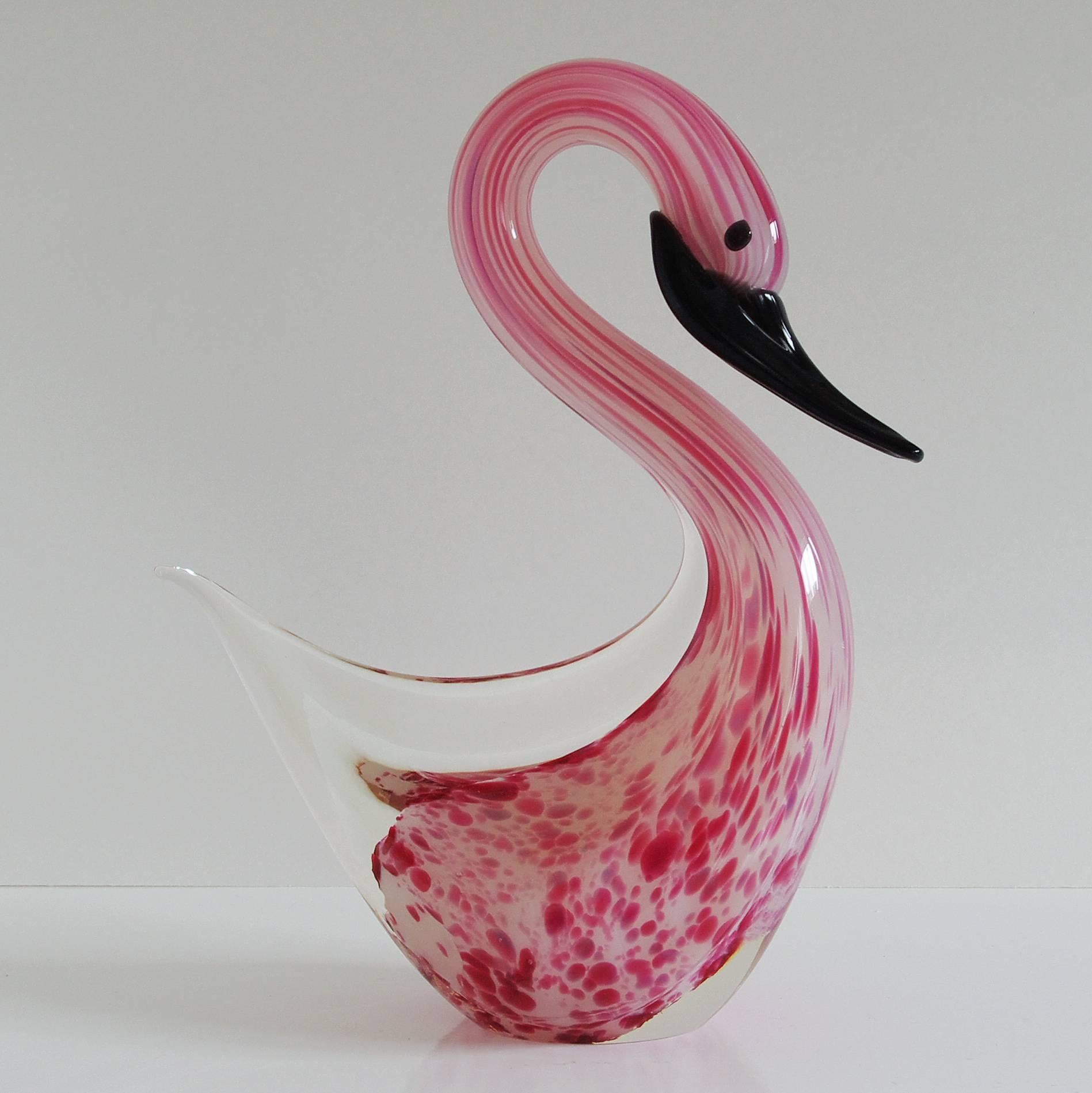 pink glass swan