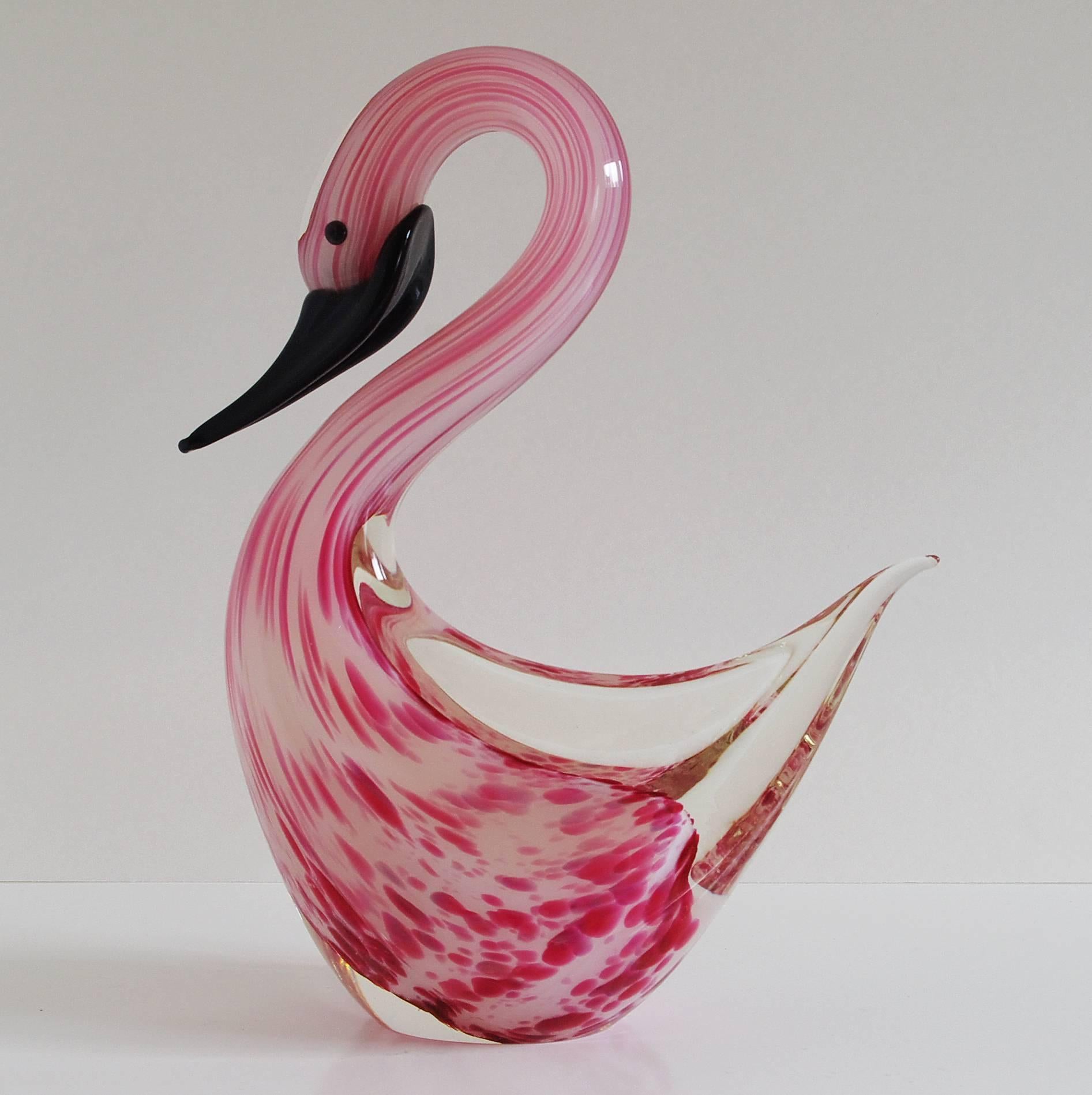 Mid-Century Modern Pair of Murano Pink Swans