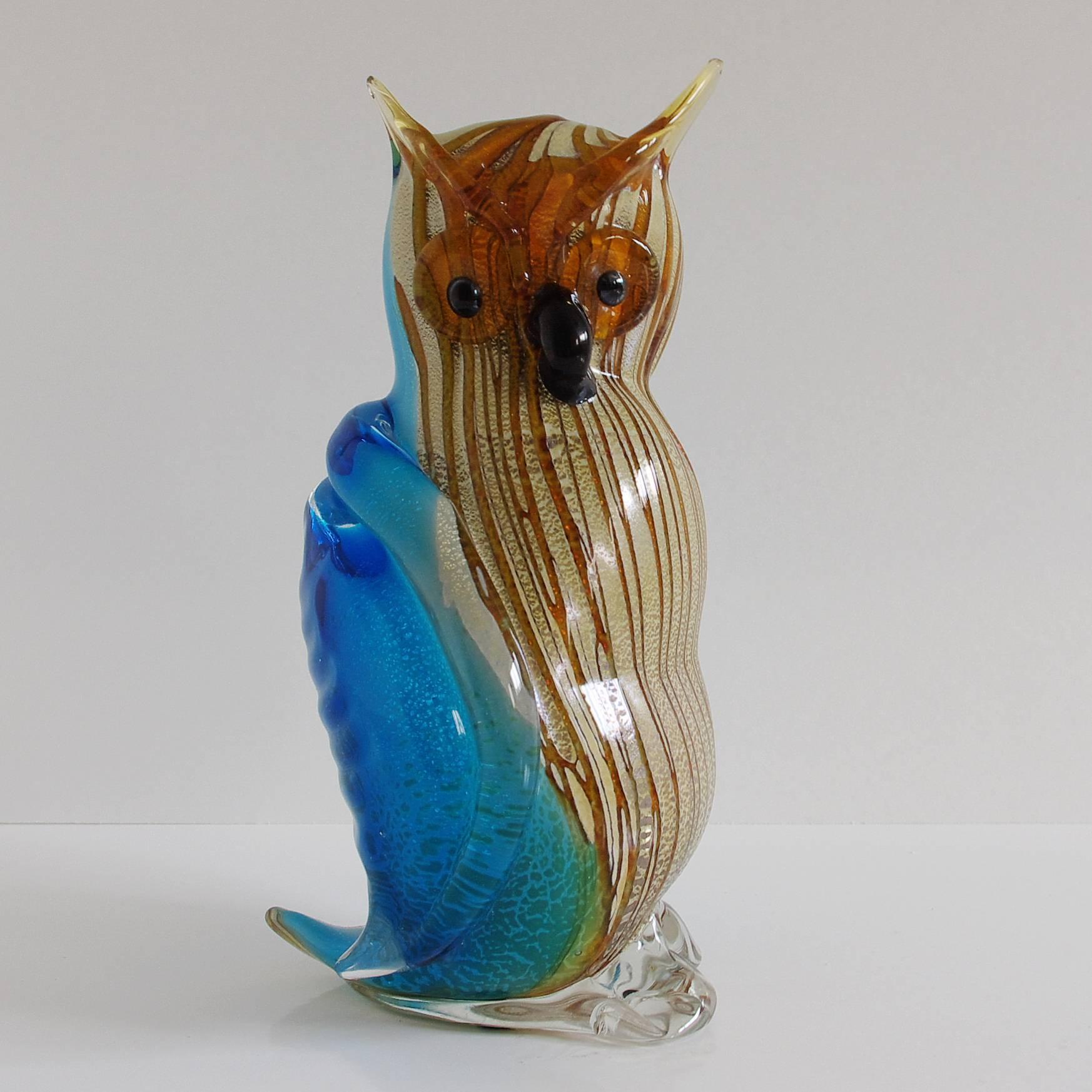 One of a kind caramel and blue Murano glass owl by Sergio Costantini. Signed on the base. Made in Italy in the 1960s.
Depth: 5.5 inches / Width: 5 inches / Height: 9.5 inches
1 in stock in Palm Springs.
Order Reference #: 109
