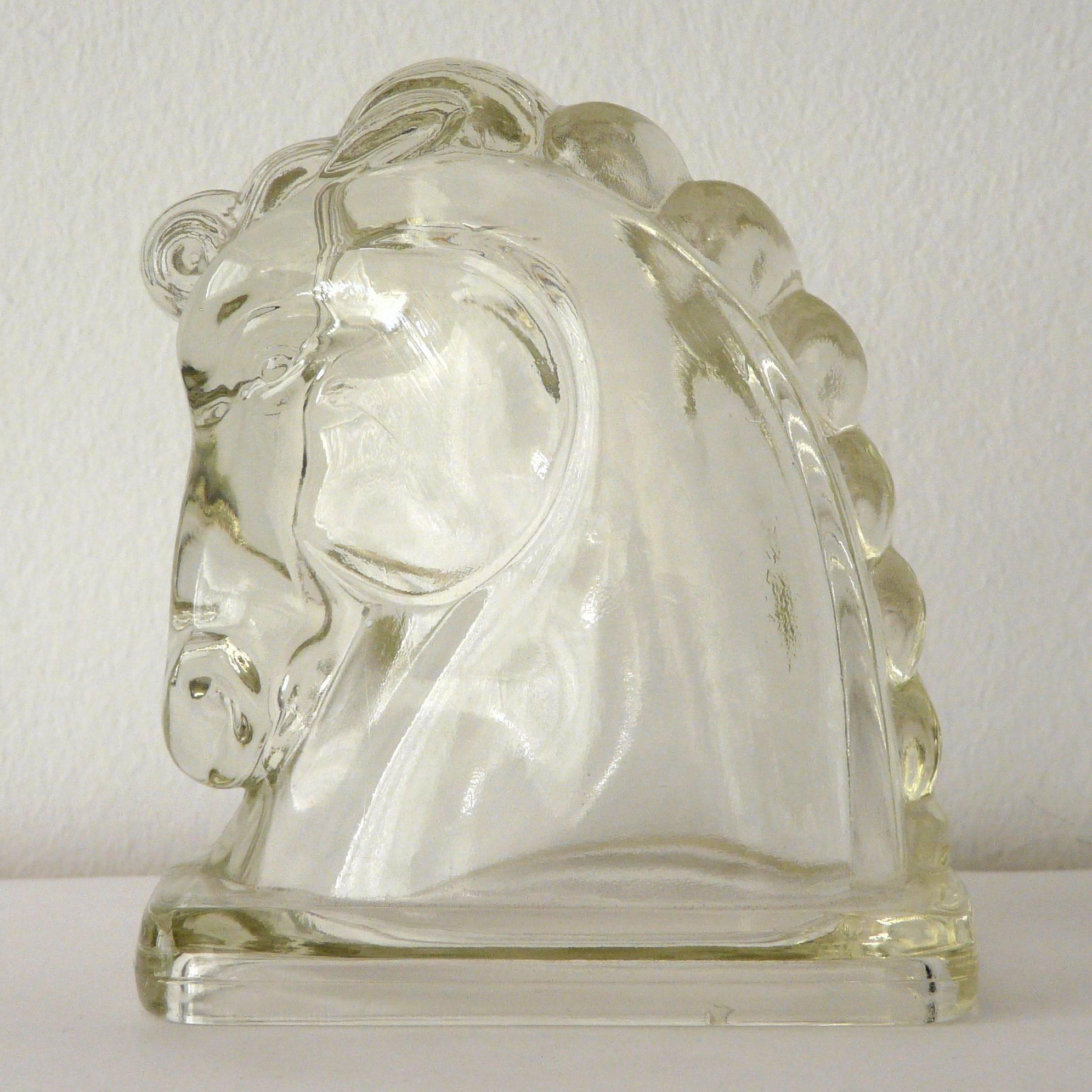 Mid-Century Modern Set of Three Glass Horse Heads