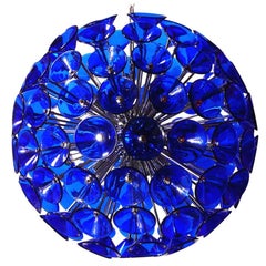 Italian Blue Murano Glass Trumpets Sputnik