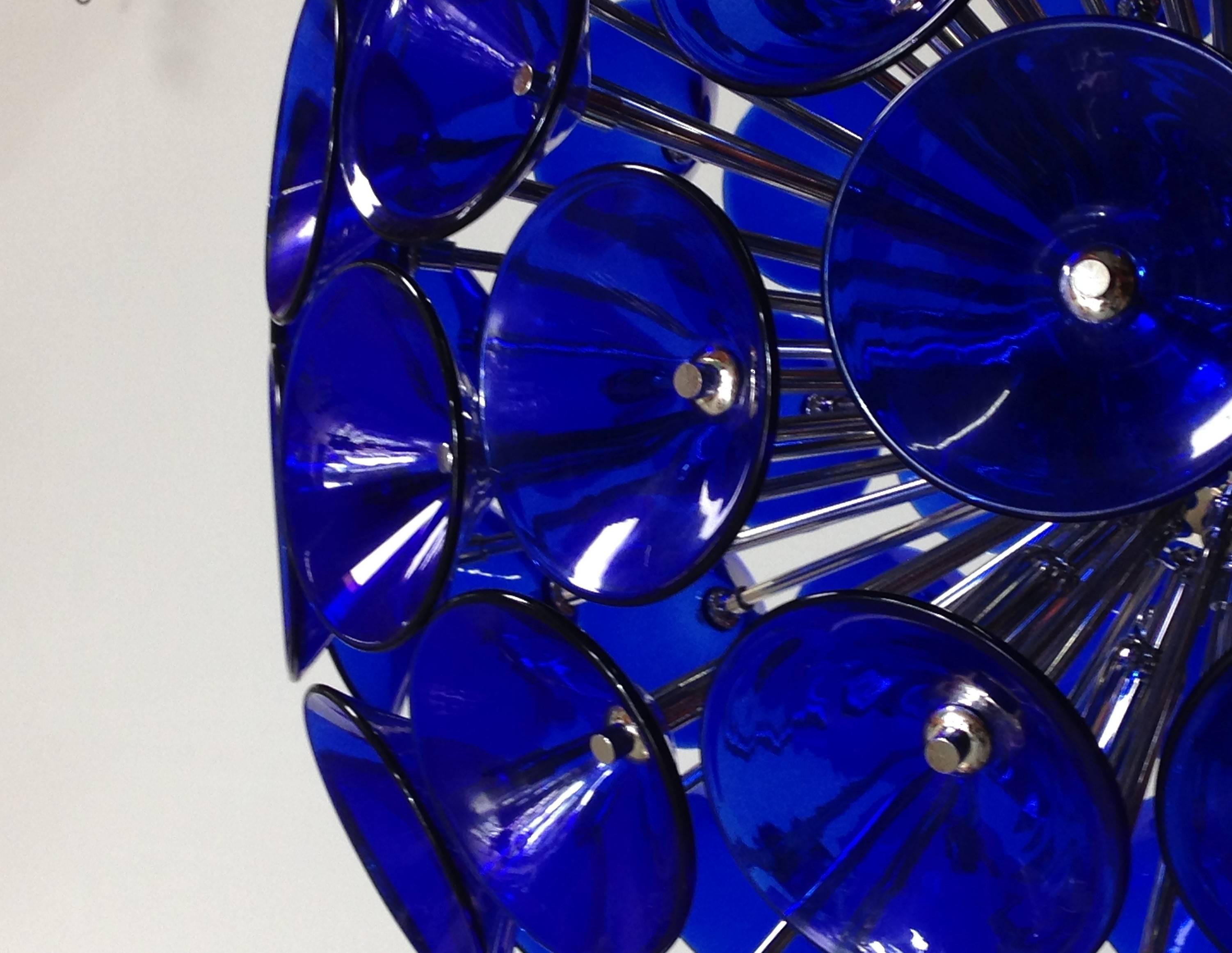 Italian Blue Murano Glass Trumpets Sputnik In Excellent Condition In Los Angeles, CA