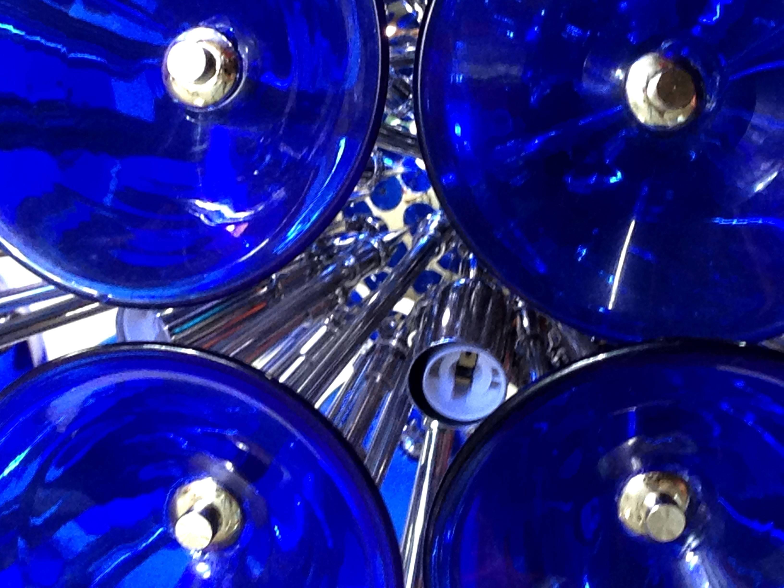 20th Century Italian Blue Murano Glass Trumpets Sputnik