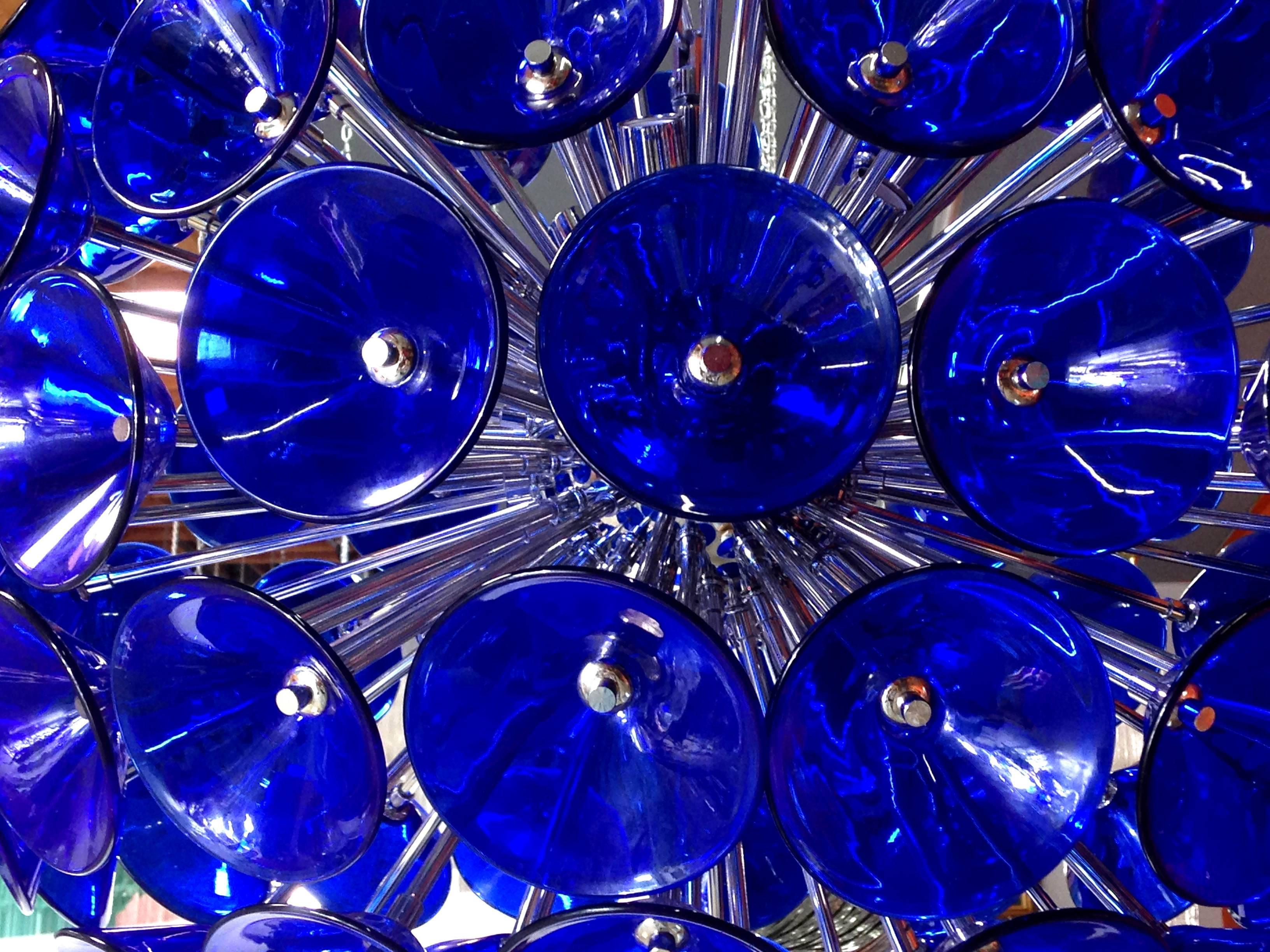 Italian Blue Murano Glass Trumpets Sputnik 1