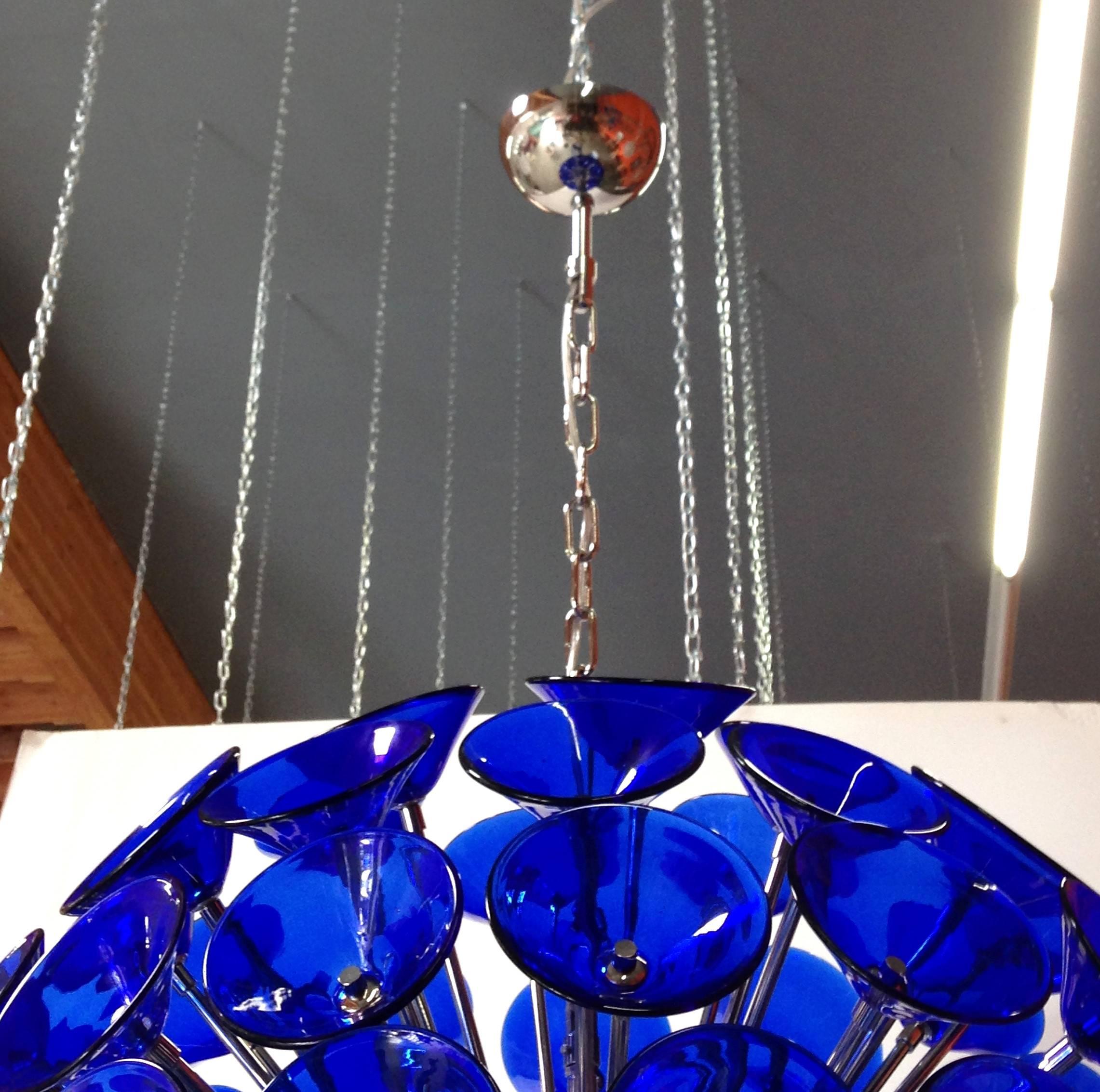 Italian Blue Murano Glass Trumpets Sputnik 2