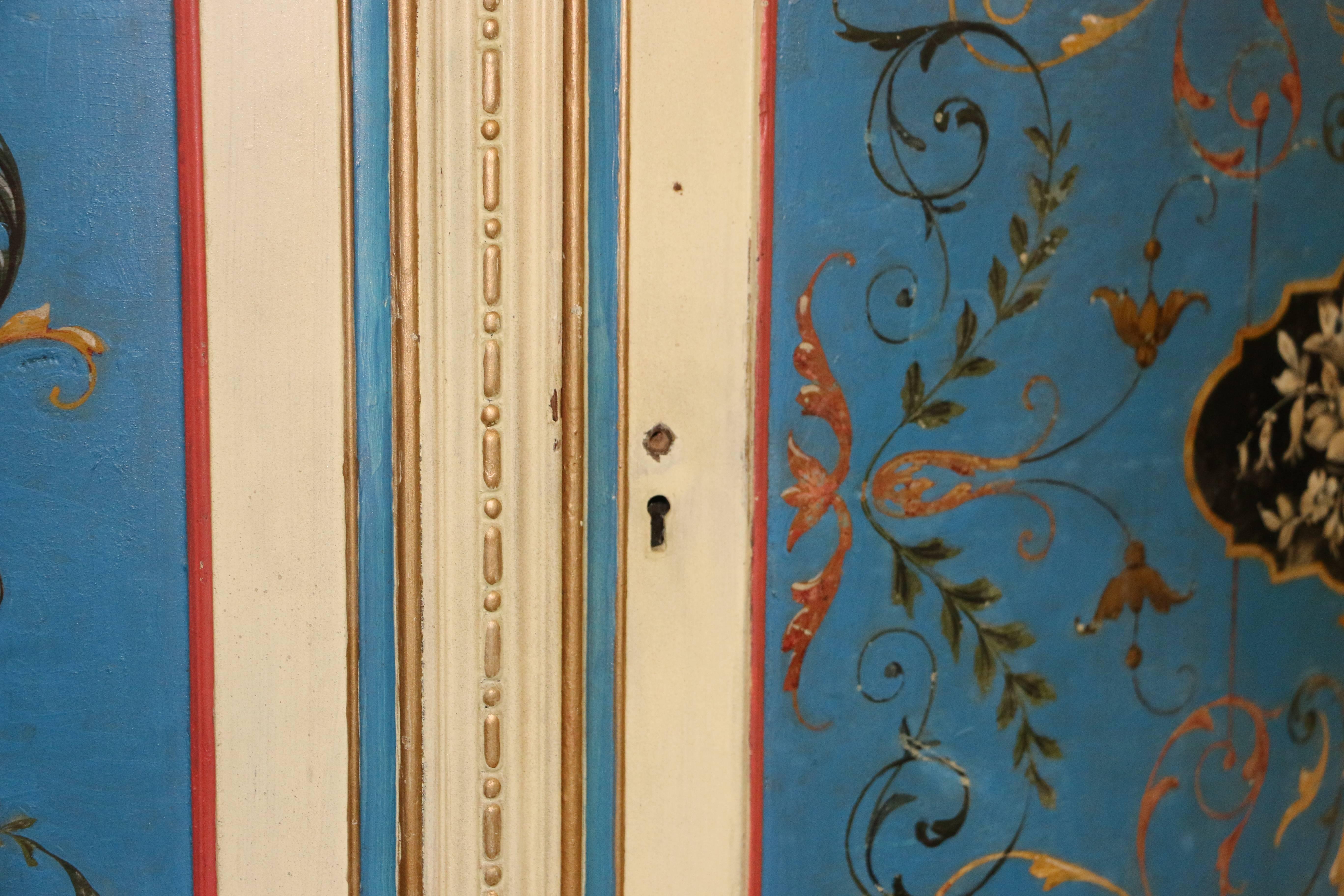 20th Century Hand-Painted Antique Demilune Cabinet