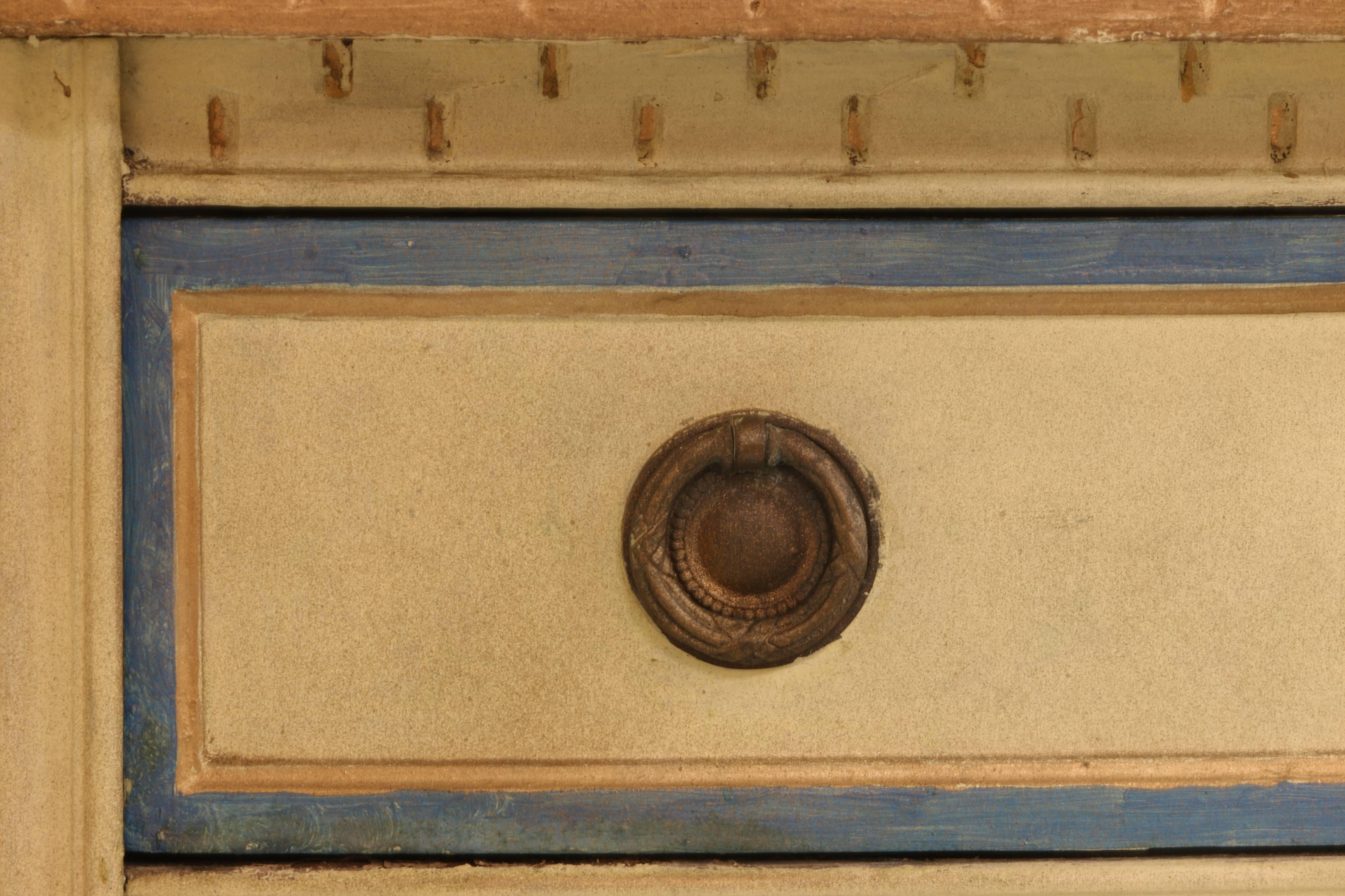 Hand-Painted Antique Demilune Cabinet In Good Condition In Bridgeport, CT