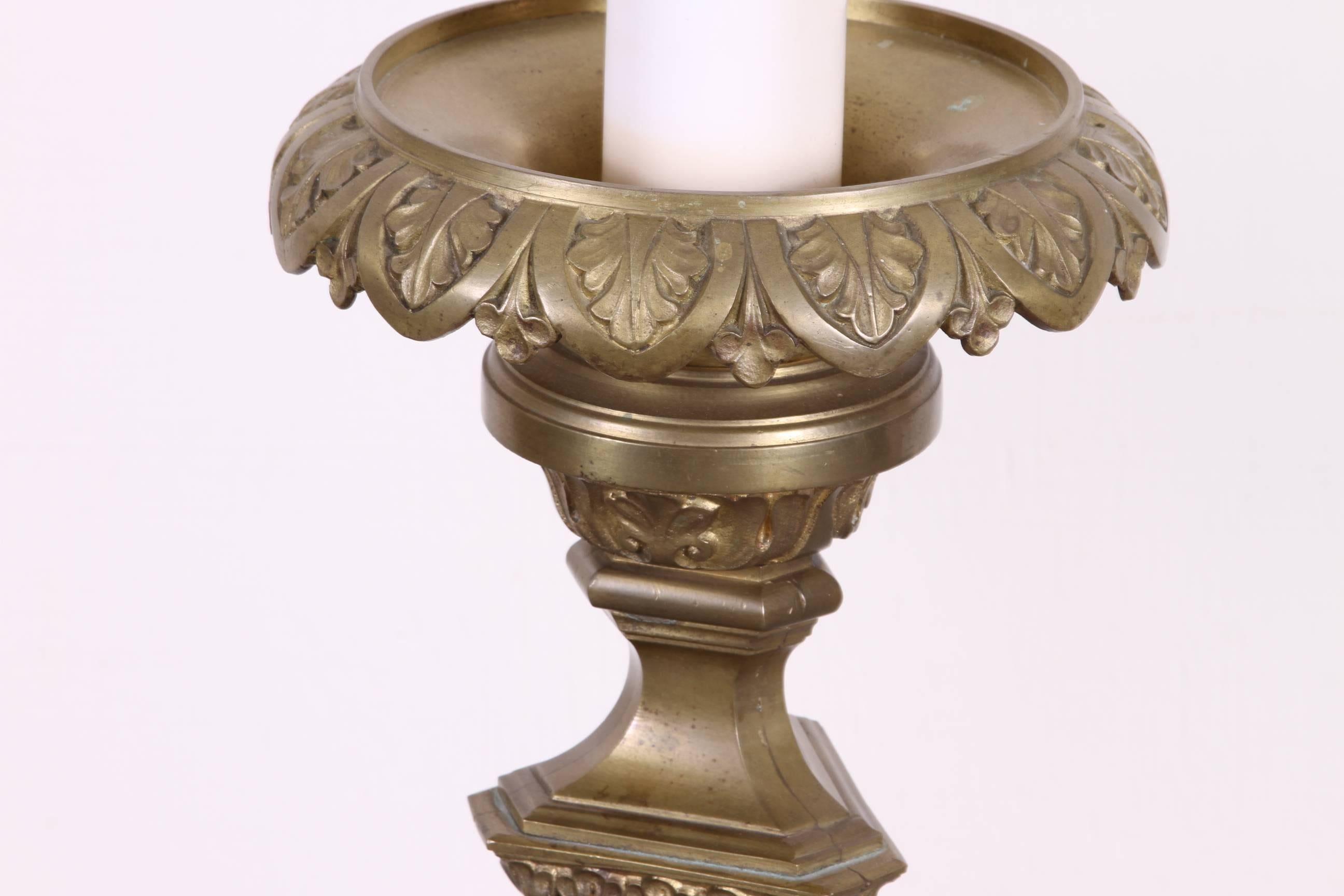Italian Pair of Massive Continental Altar Sticks Electrified as Torchere For Sale