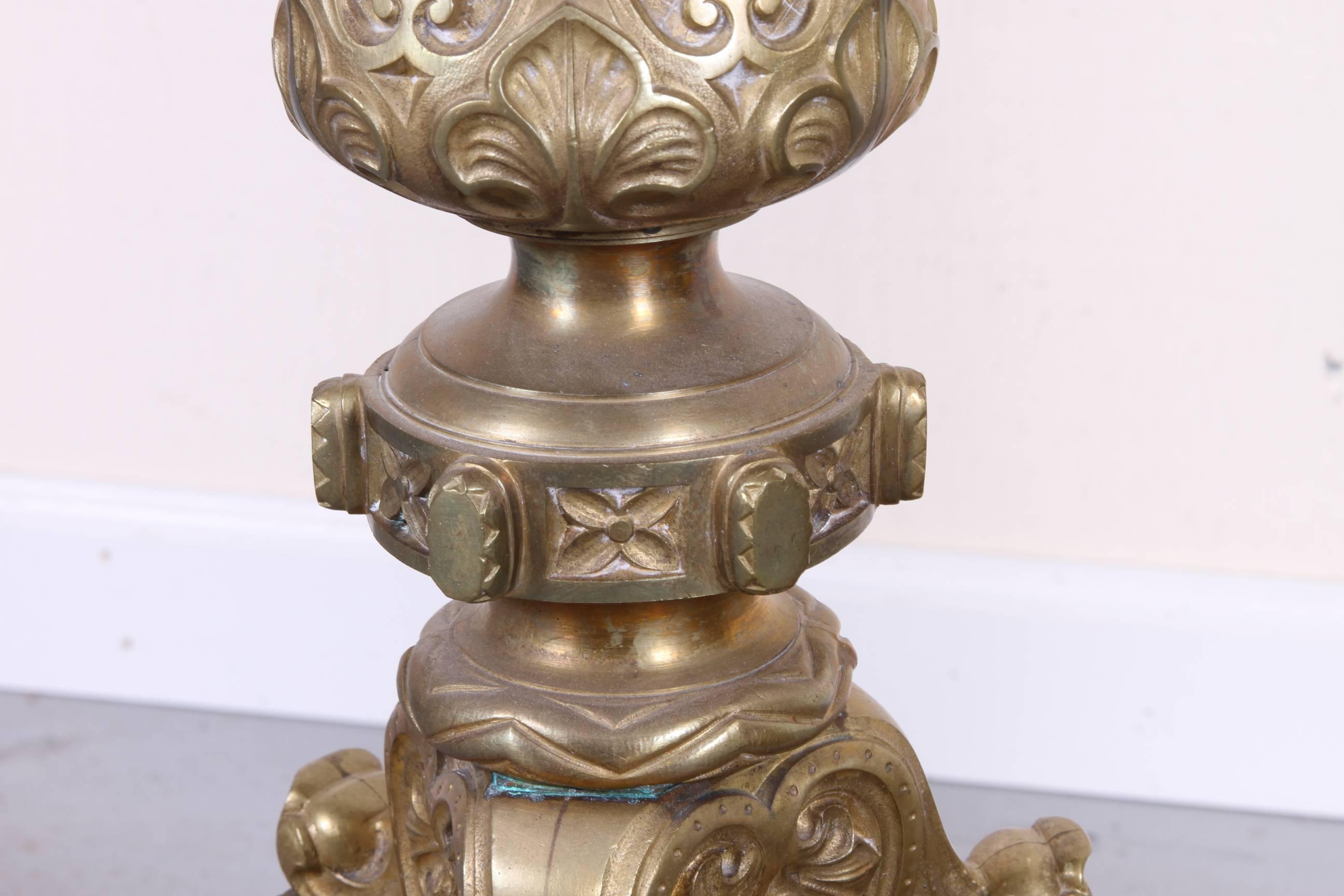 Cast Pair of Massive Continental Altar Sticks Electrified as Torchere For Sale