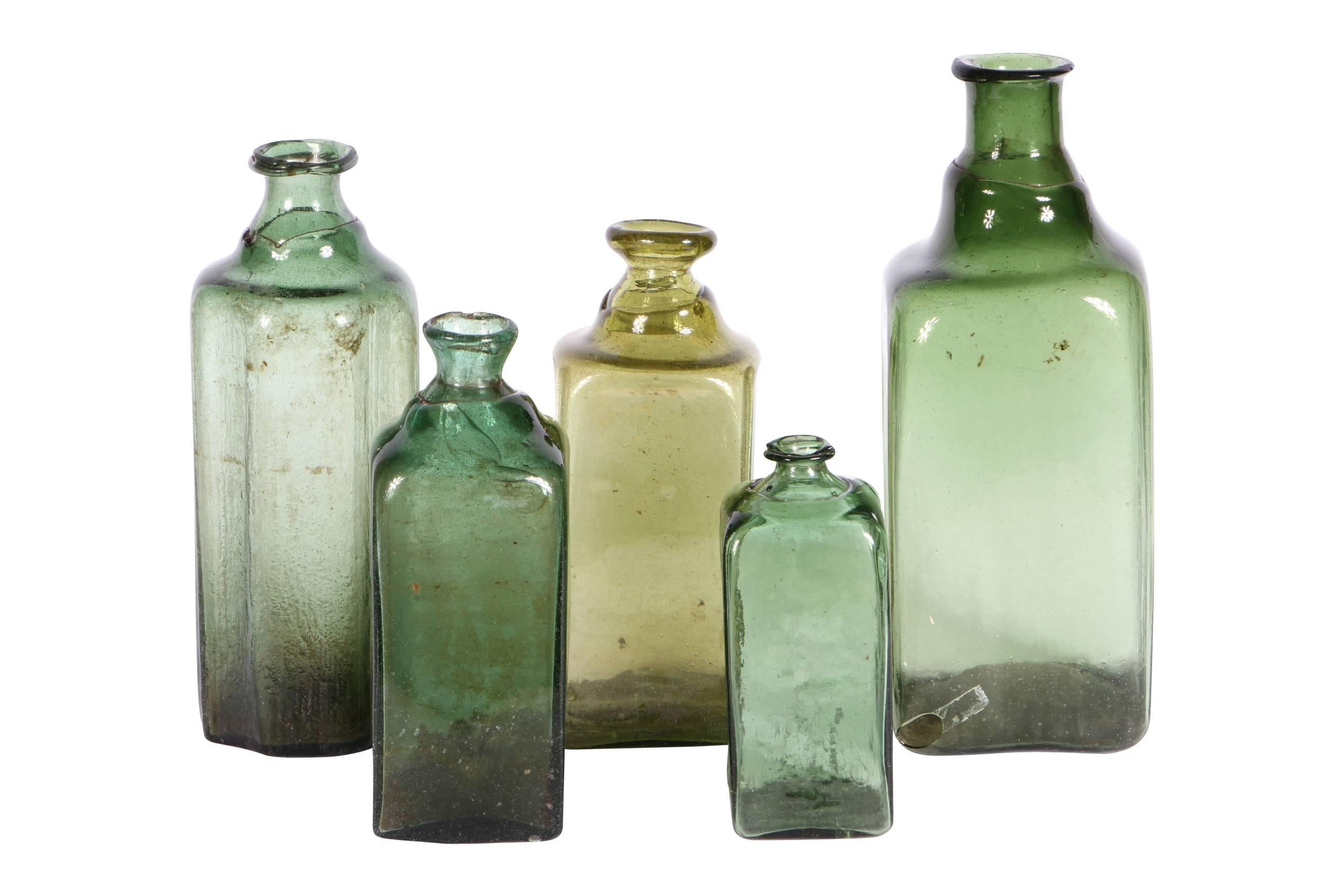 Hand-Crafted Collection of Five 15th-16th Century European Bottles