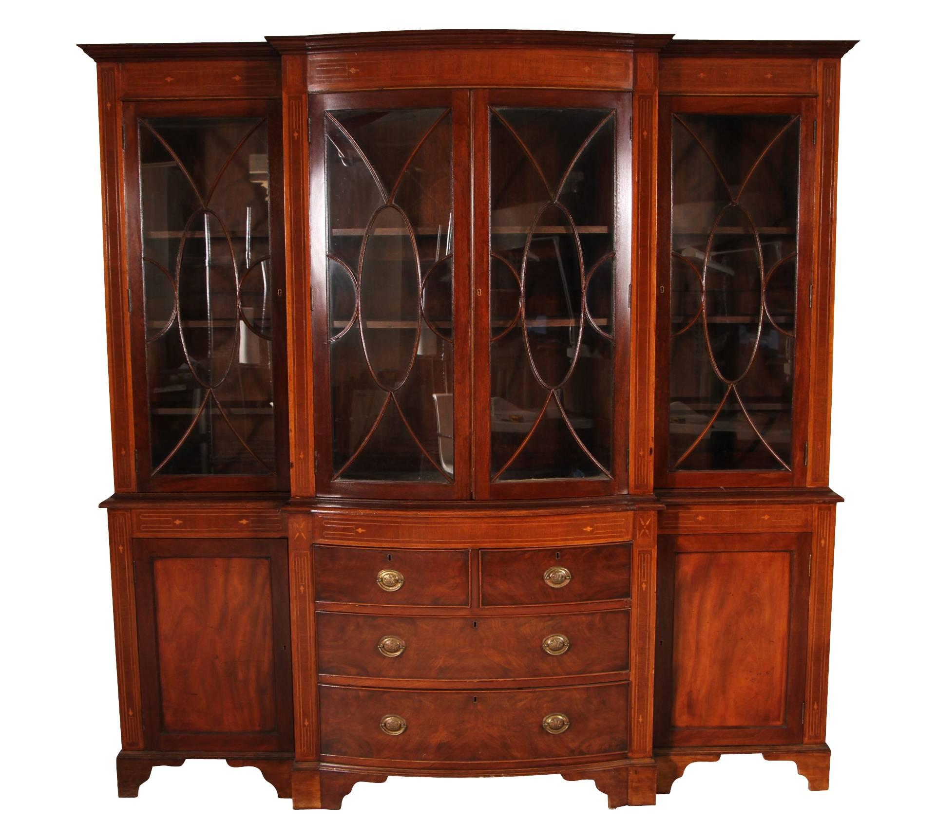 Antique Regency Style Bookcase Cabinet
