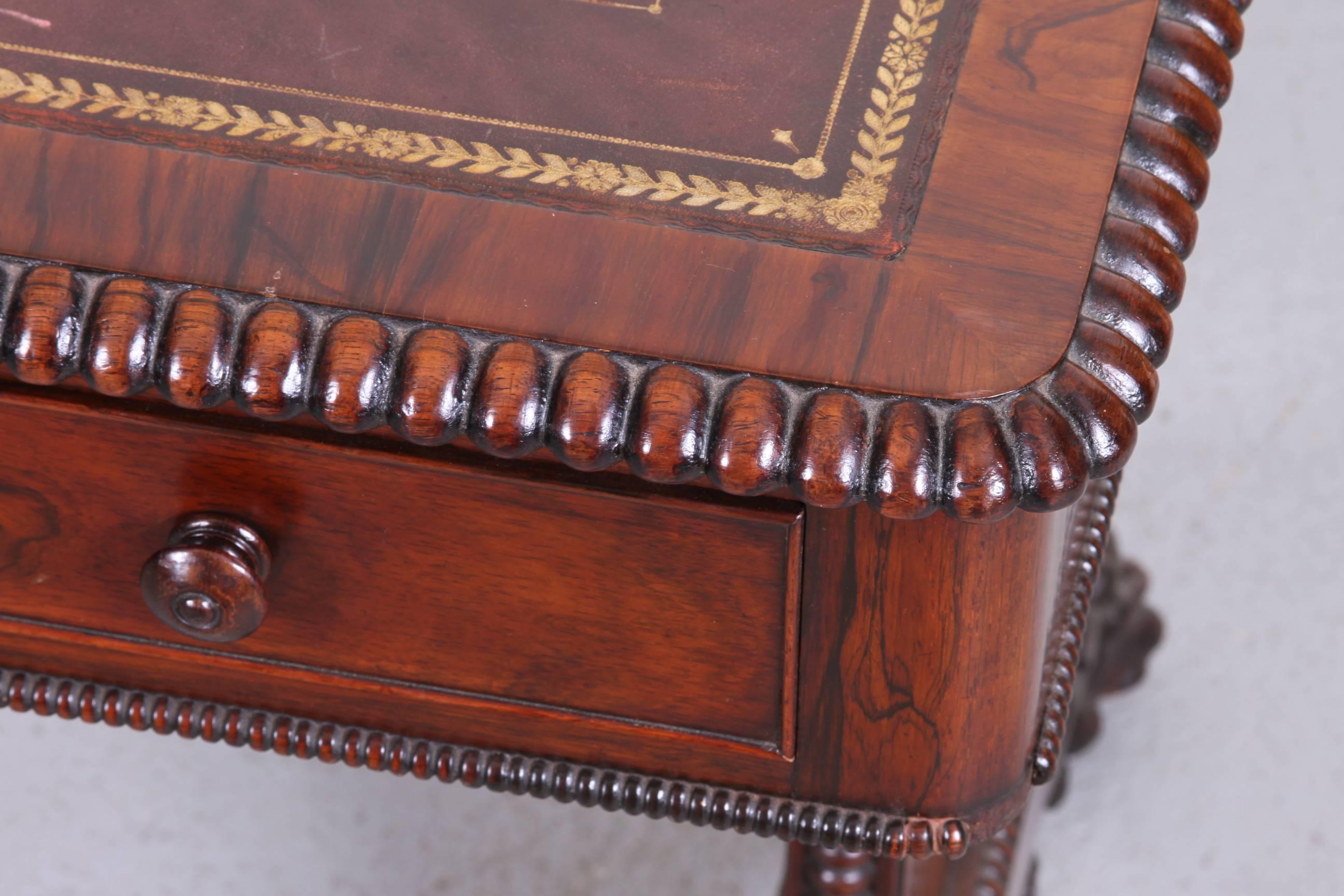 19th Century Late English Regency Rosewood Writing Table